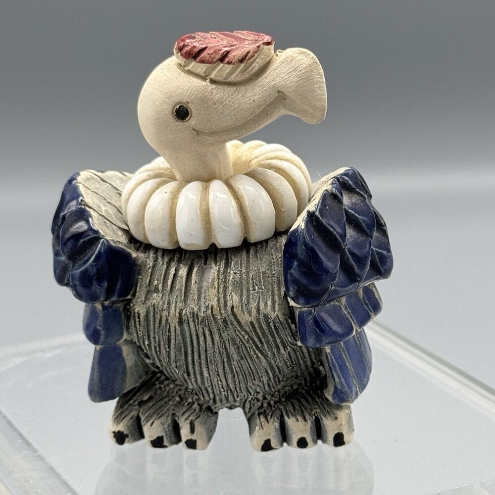 Vtg Artesania Rinconada Condor Bird Buzzard Vulture Figurine Galze Accents 3"